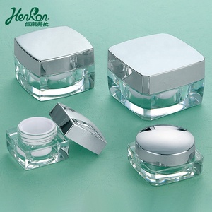10g 20g 50g luxury square empty plastic clear jar for skin care cream container cream square acrylic cream jar for cosmetic