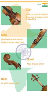 Instrumentos Musicales, Violín Antiguo a Precio Económico, Violín Hecho a Mano con <span class=keywords><strong>Madera</strong></span> de Jujube, con Estuche y Arco de <span class=keywords><strong>Madera</strong></span> - Product Image 4