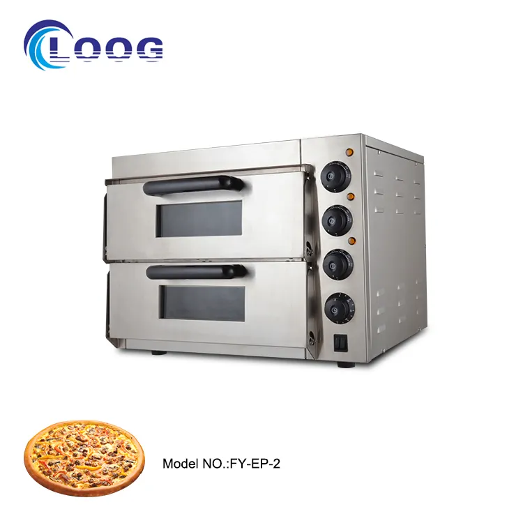 電気ダブルデッキピザオーブン商業用卸売キッチン機器サプライヤーピザオーブン電気