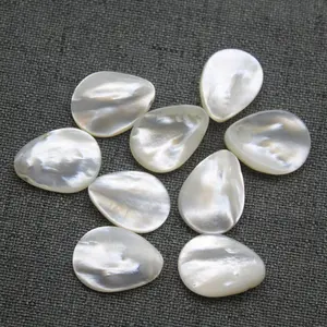 Shell disc flat carved drop pear shape mother of pearl slice