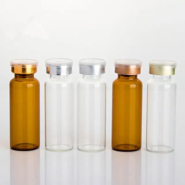 Frasco pequeño de vidrio ámbar para medicina, frasco de medicina con dispensador largo, con penicilina, 3ml, 5ml, 10ml