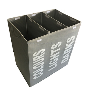 Ba ngăn giặt Hamper với nắp có thể tháo rời túi giặt lớn ráp quần áo bẩn giỏ với xử lý - Product Image 3