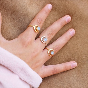 Vintage <strong>Moon</strong> <strong>Rings</strong> Adjustable Women Gold Simulated Moonstone <strong>Rings</strong> Plated Party <strong>Rings</strong> Healing Crystal Simple Cute for Women CNAS - Product Image 2