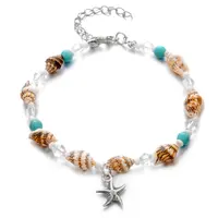Необычный женский ножной браслет, цепочка на ногу с ракушками и морскими звездами, ожерелье, ювелирные изделия