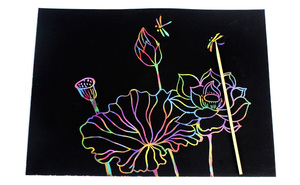 Bview Art 10 feuilles de papier à gratter arc-en-ciel 26x19cm avec stylet en bois, <span class=keywords><strong>carnet</strong></span> de <span class=keywords><strong>dessin</strong></span> - Product Image 4