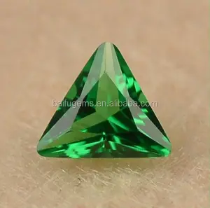 Baifu gems hot sale triangle cut green nano lab created genuine emerald loose nano gemstone