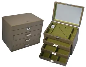 Custom luxury wooden jewelry box storage jewelry drawer box with three drawers