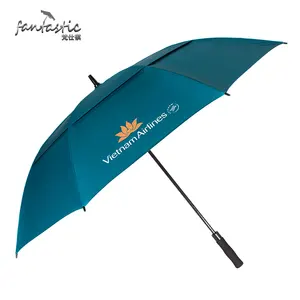 Parapluie de Golf à Double canopée, stylé, personnalisé à arbre Long, coupe-vent, impression de Logo, 2020