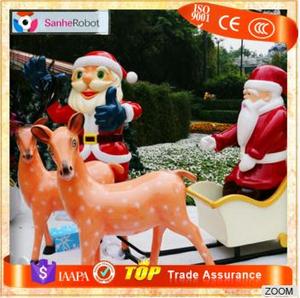 Vie taille fiber optique polyresin rennes traîneau De Noël santa claus - Product Image 1