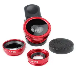 Six color 3 in 1 Fisheye Lens smartphone Clip Lens Fisheye Wide Angle Macro Camera Lens for iPhone