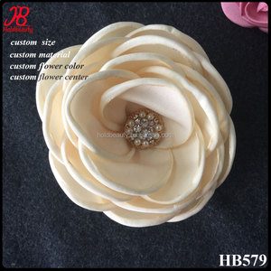 3,5 pulgadas de satén marfil Flor de tela con flor <span class=keywords><strong>centro</strong></span> - Product Image 2