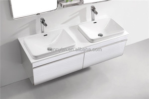 BONNYTM Hotel 201/304SS Tapa de Mármol Artificial Blanco Moderno de La Pared Barato Cuencos Dobles y Mirrir Vanidad de Baño - Product Image 3