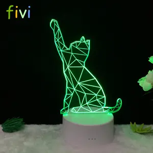 Lampara — lampe LED en 3D avec Illusion de chat, 7 couleurs changeantes, panneau acrylique, lampe de Table nocturne, cadeau de vacances pour enfants