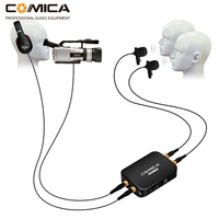 COMICA CVM-D03 Double-tête Détachable muti-fonctionnel Micro Cravate pour Gopro/Smartphone/Caméra avec Mono/Stéréo Commutateur