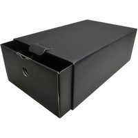 Boîte d'emballage de luxe noire coulissante pour chaussures de sport, en carton ondulé avec pelliculage brillant, gaufrage, revêtement UV et logo personnalisé
