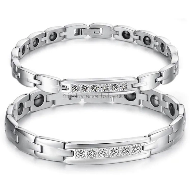 Staal bangle titanium armband sieraden met zirkoon titanium armbanden gezondheid voordelen magnetische titanium magneet