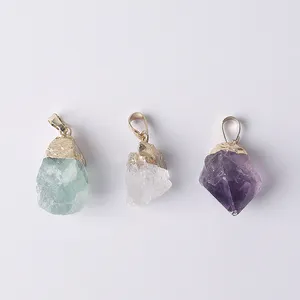 Yase natural agate crystal pendants amethyst fluorite charms choker pendant