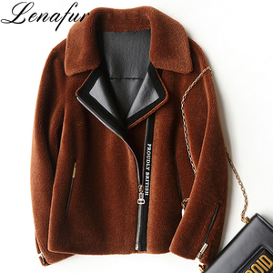 chicas calientes corta <span class=keywords><strong>calle</strong></span> moda Camel negro rojo azul marino verde piel del cordero Shearling chaqueta de Bombardero CAPA - Product Image 2