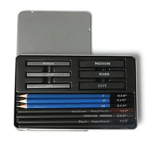 Legno Nero Rosso marrone artista disegno di colore pastello matite set - Product Image 1