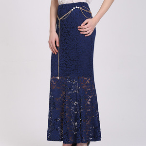 महिलाओं सुरुचिपूर्ण <span class=keywords><strong>Tulle</strong></span> लंबी Pleated महिलाओं पुष्प कढ़ाई टूटू महिलाओं गहरे नीले रंग का फीता मेष लंबी मरमेड स्कर्ट