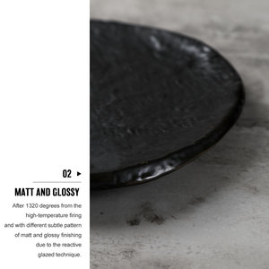 Set di Piatti e Vassoi in <span class=keywords><strong>Ceramica</strong></span> per Servire, Vendita Diretta dalla Fabbrica, Piatti per Sushi in Porcellana Bianca e Nera con Texture Effetto Pietra - Product Image 5