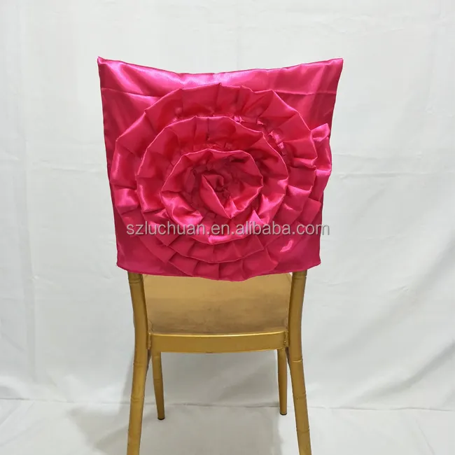 Customized Satin Chair Cap Covers Big Flower Chair Cover Caps Wedding Chair Caps