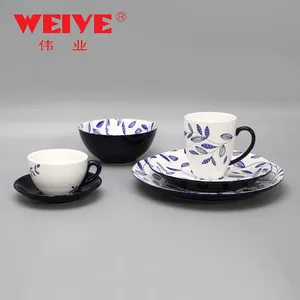 Weiye de cerámica elegante azul patrón de la hoja de la cena de vajilla para hotel de 5 estrellas