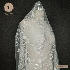 Новый модный показ изысканная сетчатая ткань с блестками кружевная ткань для свадебного платья свадебное платье