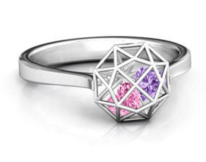 Perhiasan Wanita desain terbaru kustom 925 perak murni bentuk kandang janji batu permata cincin pita dengan zirkon hati terbungkus - Product Image 2