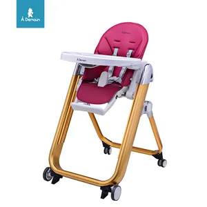 عالية كرسي الطفل الاطفال سلامة طفل تغذية مقعد مُعزّز بحزام أمان طاولة طعام كرسي مع عجلات ووسادة