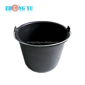 Hot-selling black plastic builders bucket with metal handle