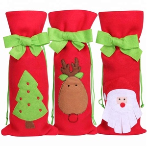 สีแดงรู้สึกคริสต์มาสขวดไวน์ถุงของขวัญ - Product Image 2
