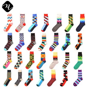 Chaussettes en coton pour homme, style britannique, robe classique, rayures à carreaux, vintage