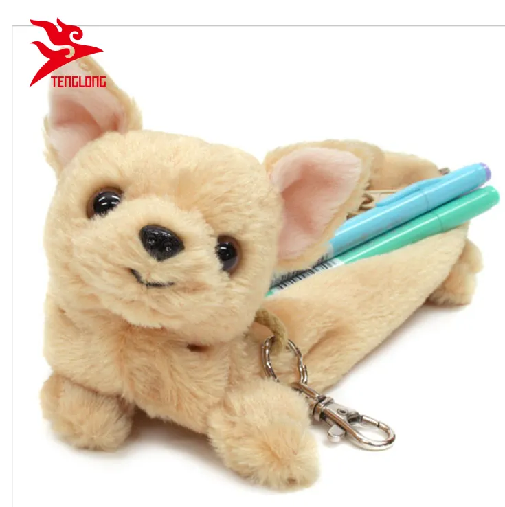 Hot sale custom dog stuffed animal shaped plush pencil case