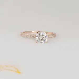 14k 18k 화이트 골드 약혼 반지 1 캐럿 Moissanite 다이아몬드 결혼 반지