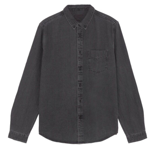 <span class=keywords><strong>Camicia</strong></span> da uomo in cotone nero <span class=keywords><strong>Denim</strong></span> lavato - Product Image 1