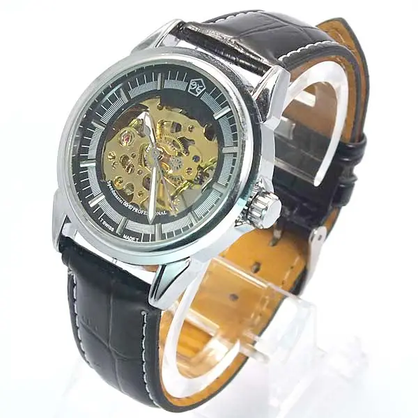 Мужские часы роскошного бренда автоматические Классические Прозрачные механические часы-скелетоны 2015