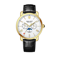 Montre-bracelet de luxe à mouvement à quartz en acier inoxydable avec bracelet en cuir Montre pour homme