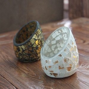 Luz de café de vidrio de mosaico oblicua | Blanco romántica cena a la luz de las velas - Product Image 3