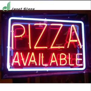 Sinal de luz neon personalizado, alta qualidade pizza churrasco real vidro