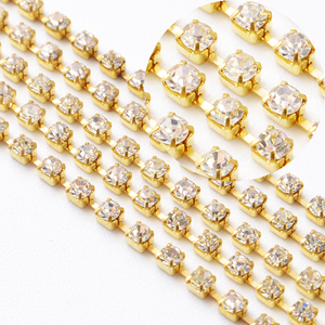 Оптовая продажа от Yiwu, SS6, SS8, SS10, цепочка из хрустальных страз с серебряным медным кристаллом, украшение из страз, аксессуары для одежды своими руками - Product Image 2