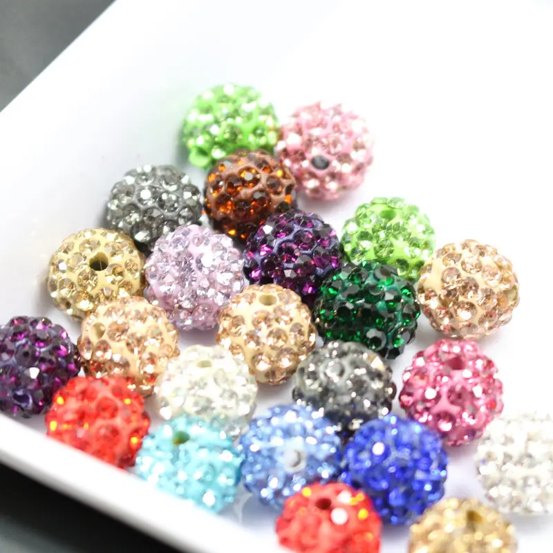 حجر الراين ثقب واحد discoball الخرز للمجوهرات صنع ألوان مختلفة