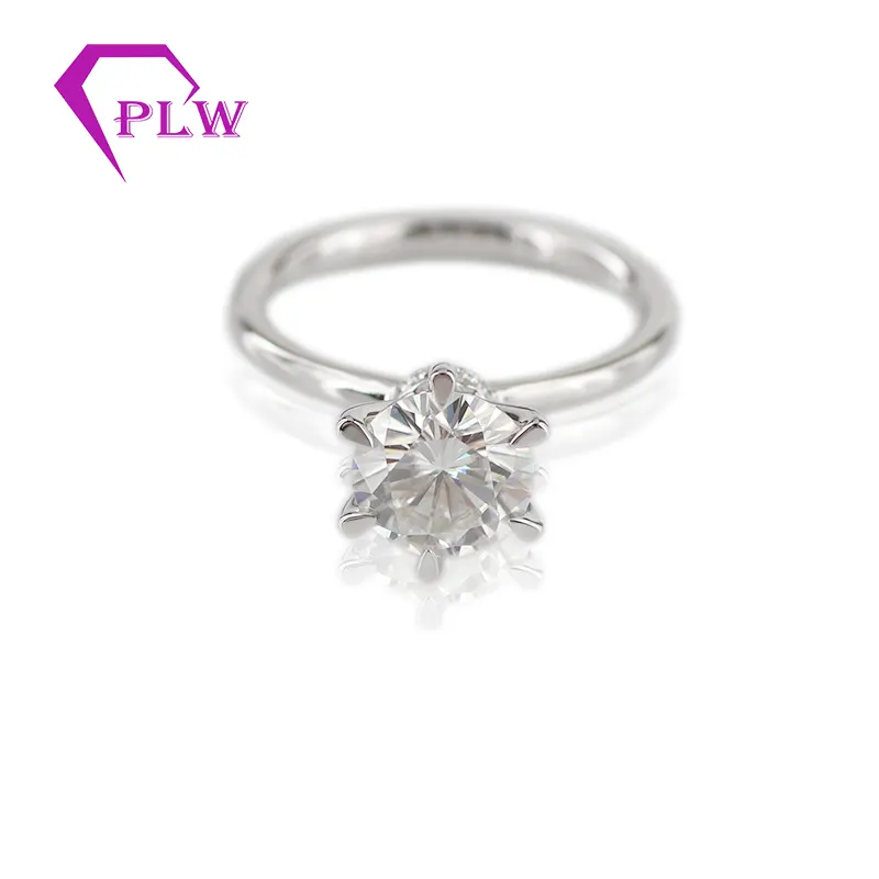fast delivery simple design moissanite wedding solitaire ring 6 prongs setting