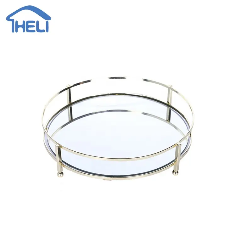 Wholesale Hotel Metal Serving Tray Iron Frame Mirror Tray