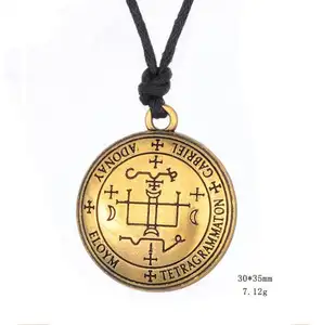GX008 Huilin Jewelry Sigil of the Arcángel <span class=keywords><strong>GABRIEL</strong></span> amuleto collar de cuerda negra - Product Image 1