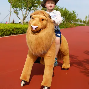 Lion en peluche animal de marche sur roues jouet cheval - Product Image 1