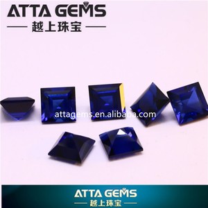 Haute qualité <span class=keywords><strong>prix</strong></span> usine #34 <span class=keywords><strong>bleu</strong></span> <span class=keywords><strong>saphir</strong></span> carré cut synthétique pierres précieuses pour les bijoux - Product Image 2
