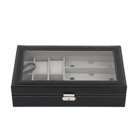 Boîte de montre de vente A-mazon faite à la main de haute qualité lunettes de soleil en bois noir boîte de montre bijoux boîte de rangement organisateur