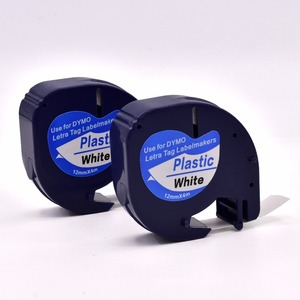 PUTY 2018 compatible <span class=keywords><strong>dymo</strong></span> <span class=keywords><strong>Letratag</strong></span> en plastique lt étiquette ruban 12mm noir sur blanc 91201 - Product Image 1
