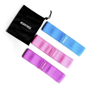 Conjunto de 3 bandas elásticas de algodón para entrenamiento, cinta de resistencia para ejercicio físico, color rosa, para glúteos y cadera